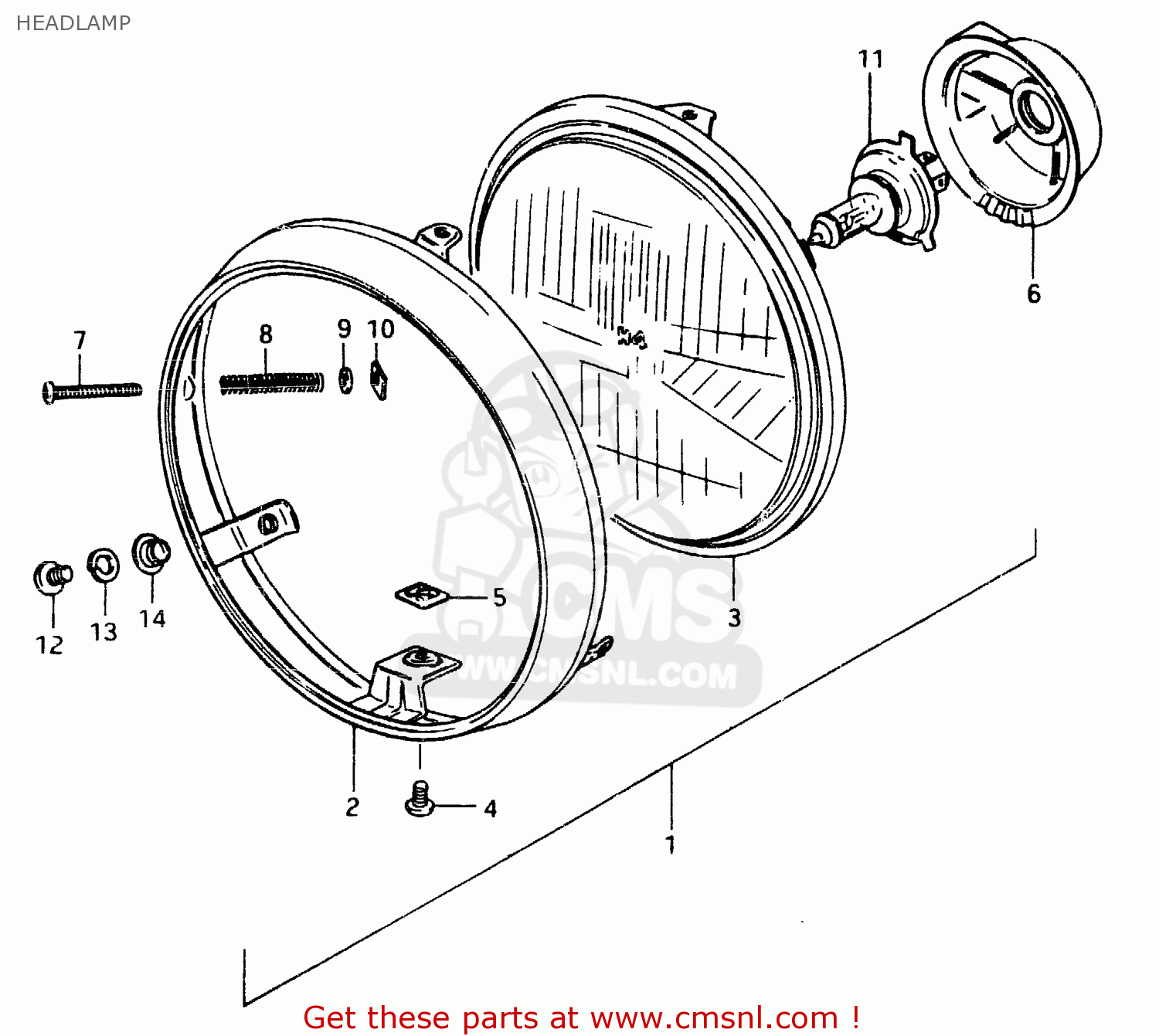 HEADLAMP GSX400F 1983 (D) (E01 E02 E04 E06 E16 E17 E21 E24 E25 E26 34 48)