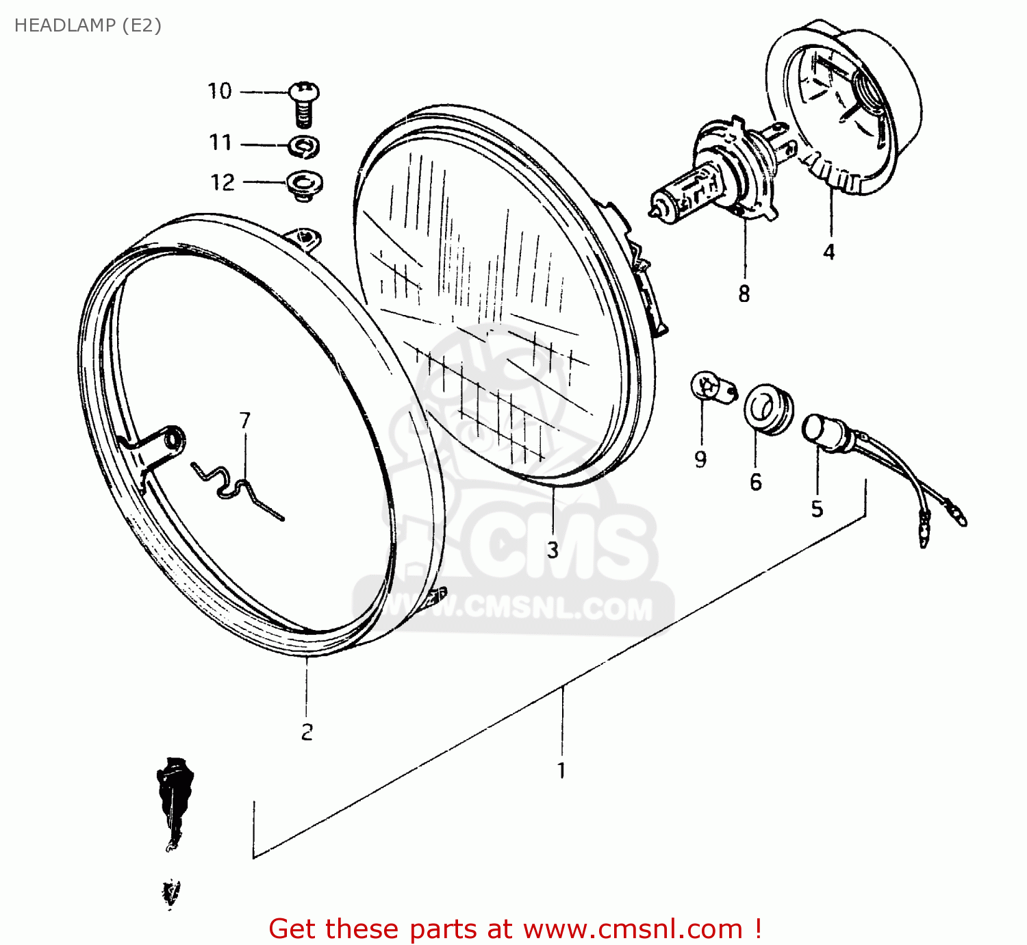 HEADLAMP (E2) GSX400F 1983 (D) (E01 E02 E04 E06 E16 E17 E21 E24 E25 E26 34 48)