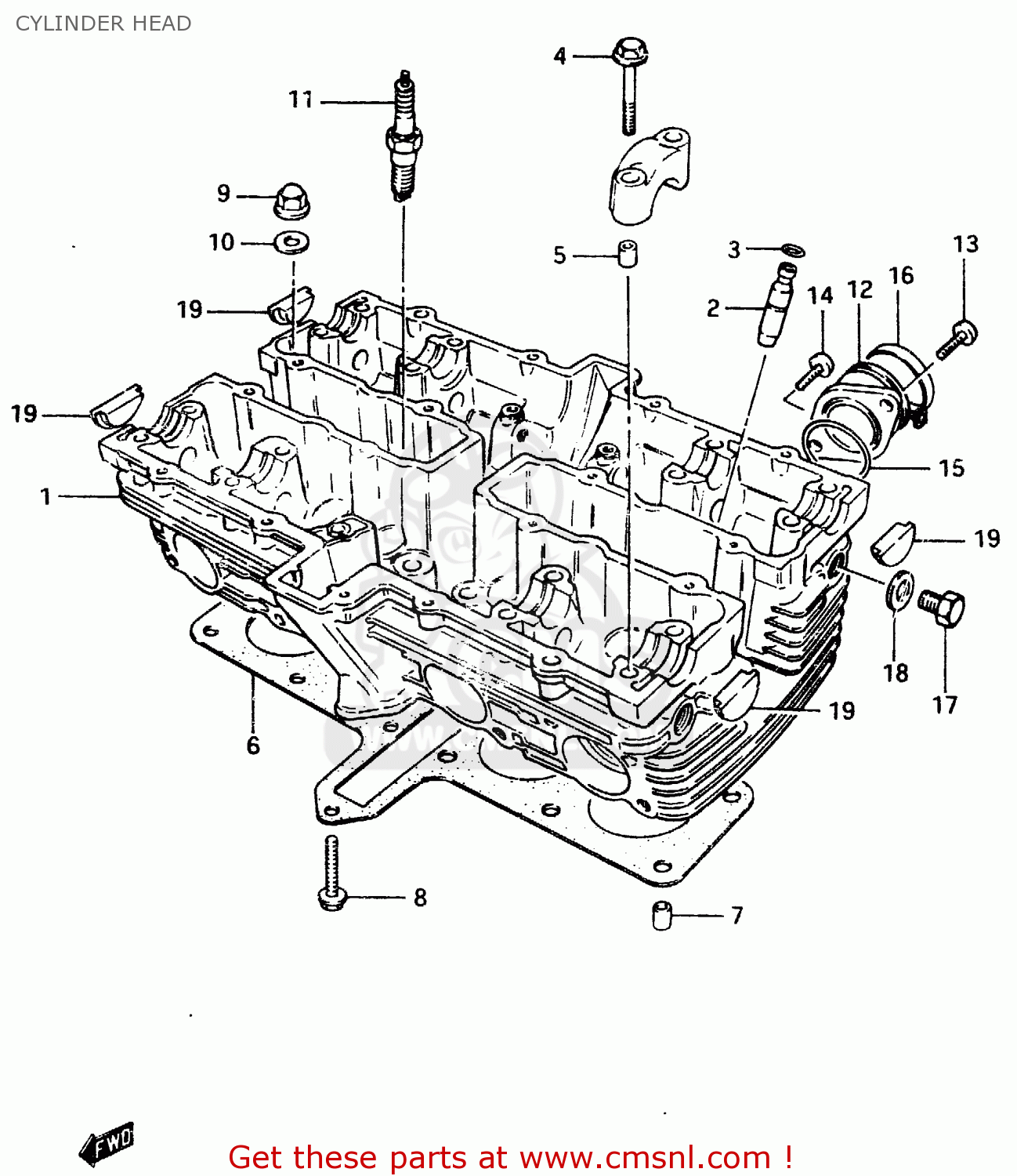 CYLINDER HEAD GSX400F 1983 (D) (E01 E02 E04 E06 E16 E17 E21 E24 E25 E26 34 48)