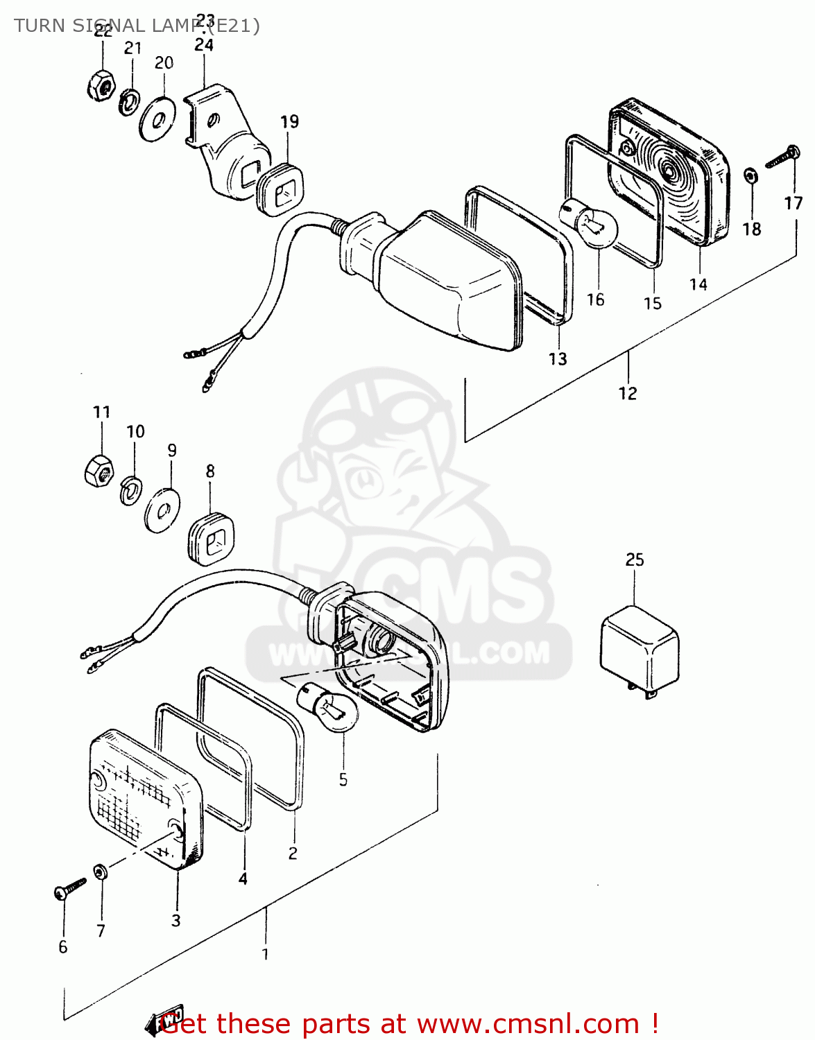 TURN SIGNAL LAMP (E21) GSX400F 1983 (D) (E01 E02 E04 E06 E16 E17 E21 E24 E25 E26 34 48)