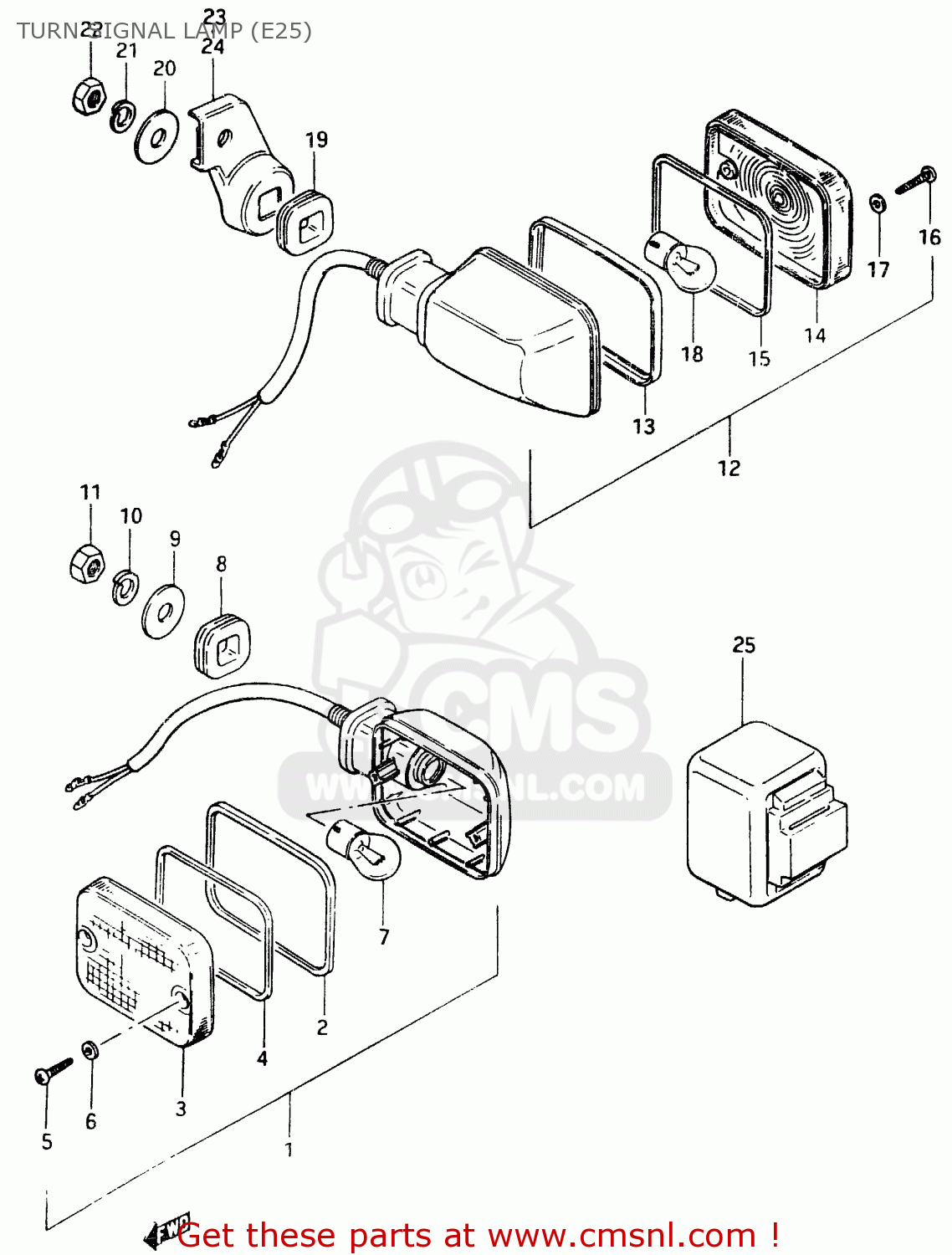 TURN SIGNAL LAMP (E25) GSX400F 1983 (D) (E01 E02 E04 E06 E16 E17 E21 E24 E25 E26 34 48)