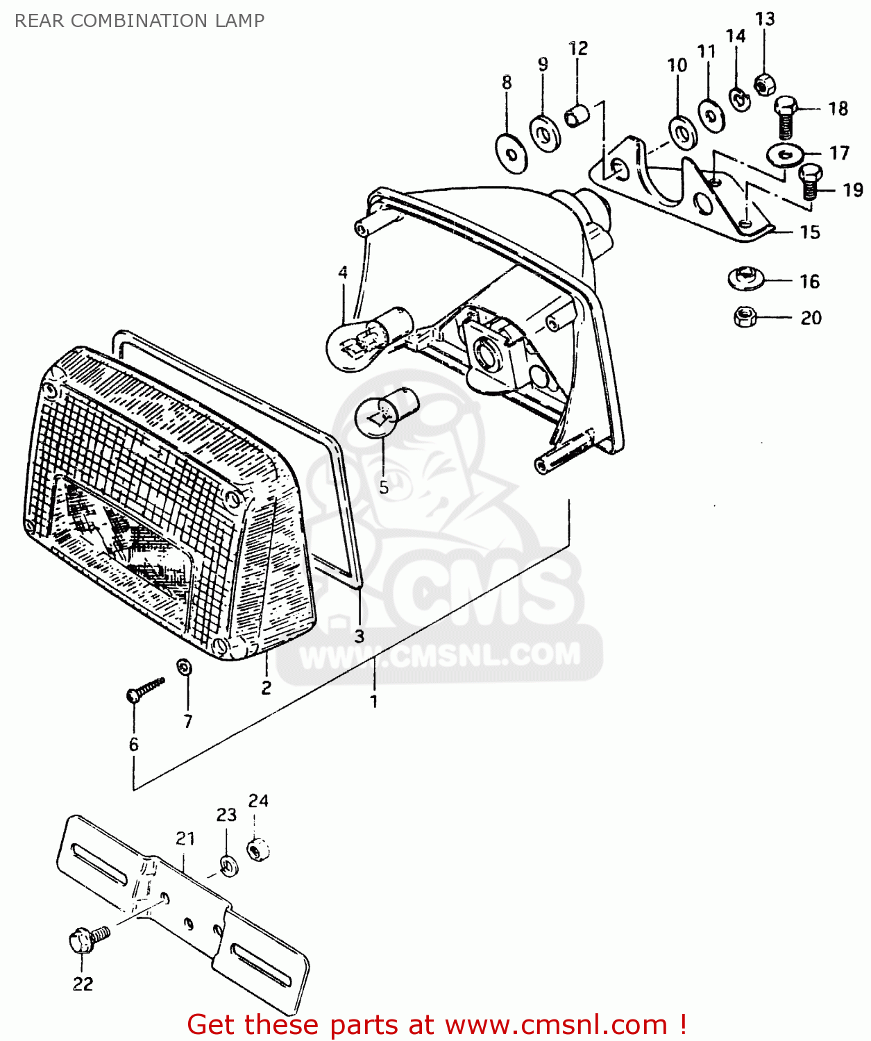 REAR COMBINATION LAMP GSX400F 1983 (D) (E01 E02 E04 E06 E16 E17 E21 E24 E25 E26 34 48)