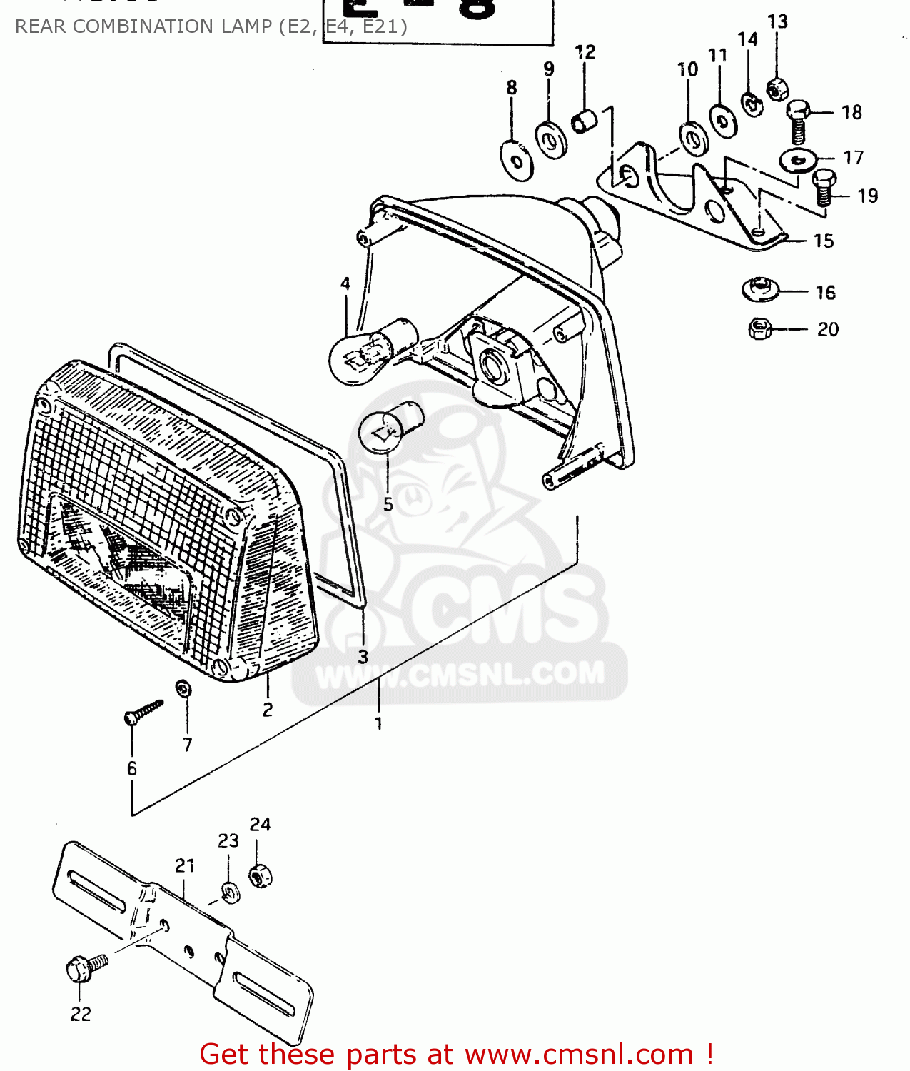 REAR COMBINATION LAMP (E2, E4, E21) GSX400F 1983 (D) (E01 E02 E04 E06 E16 E17 E21 E24 E25 E26 34 48)
