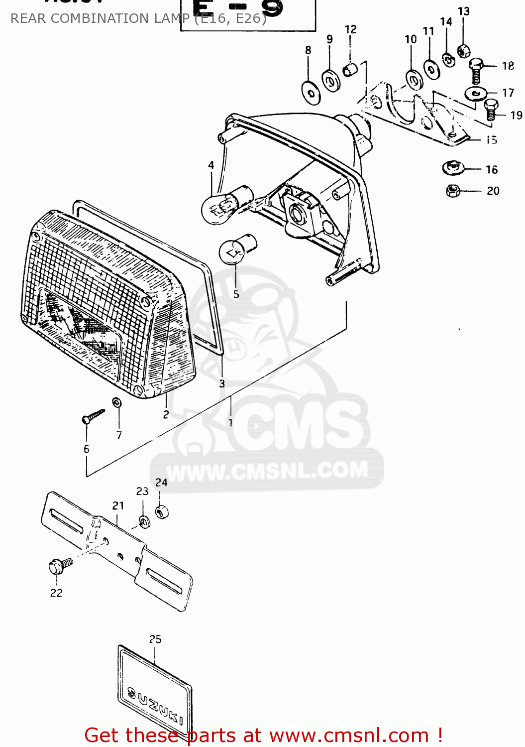 REAR COMBINATION LAMP (E16, E26) GSX400F 1983 (D) (E01 E02 E04 E06 E16 E17 E21 E24 E25 E26 34 48)