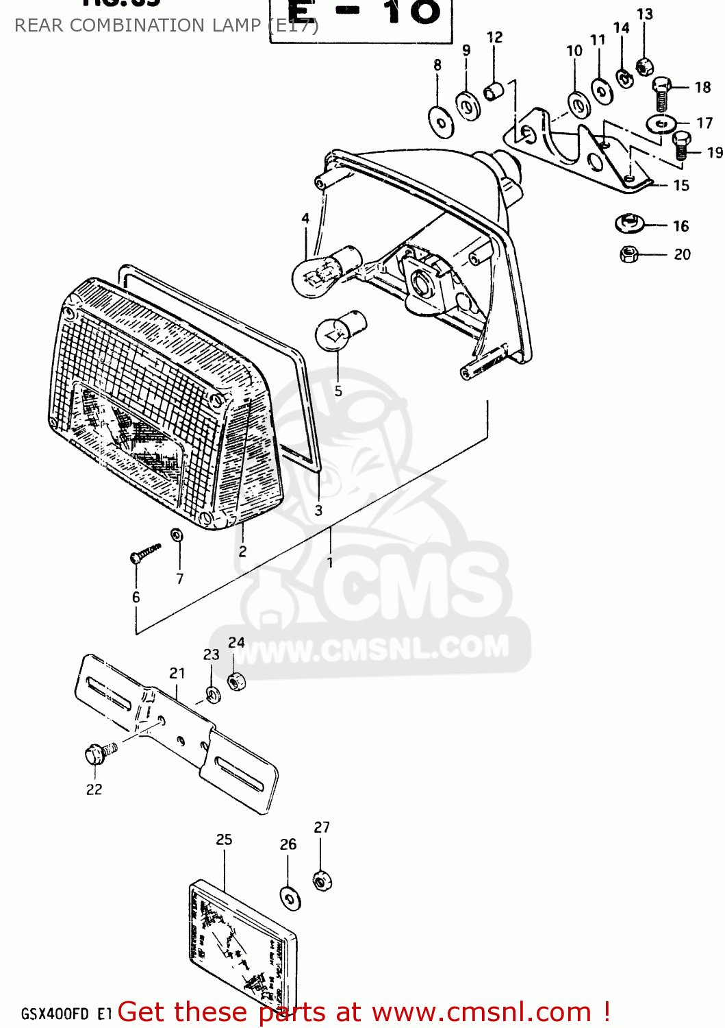 REAR COMBINATION LAMP (E17) GSX400F 1983 (D) (E01 E02 E04 E06 E16 E17 E21 E24 E25 E26 34 48)