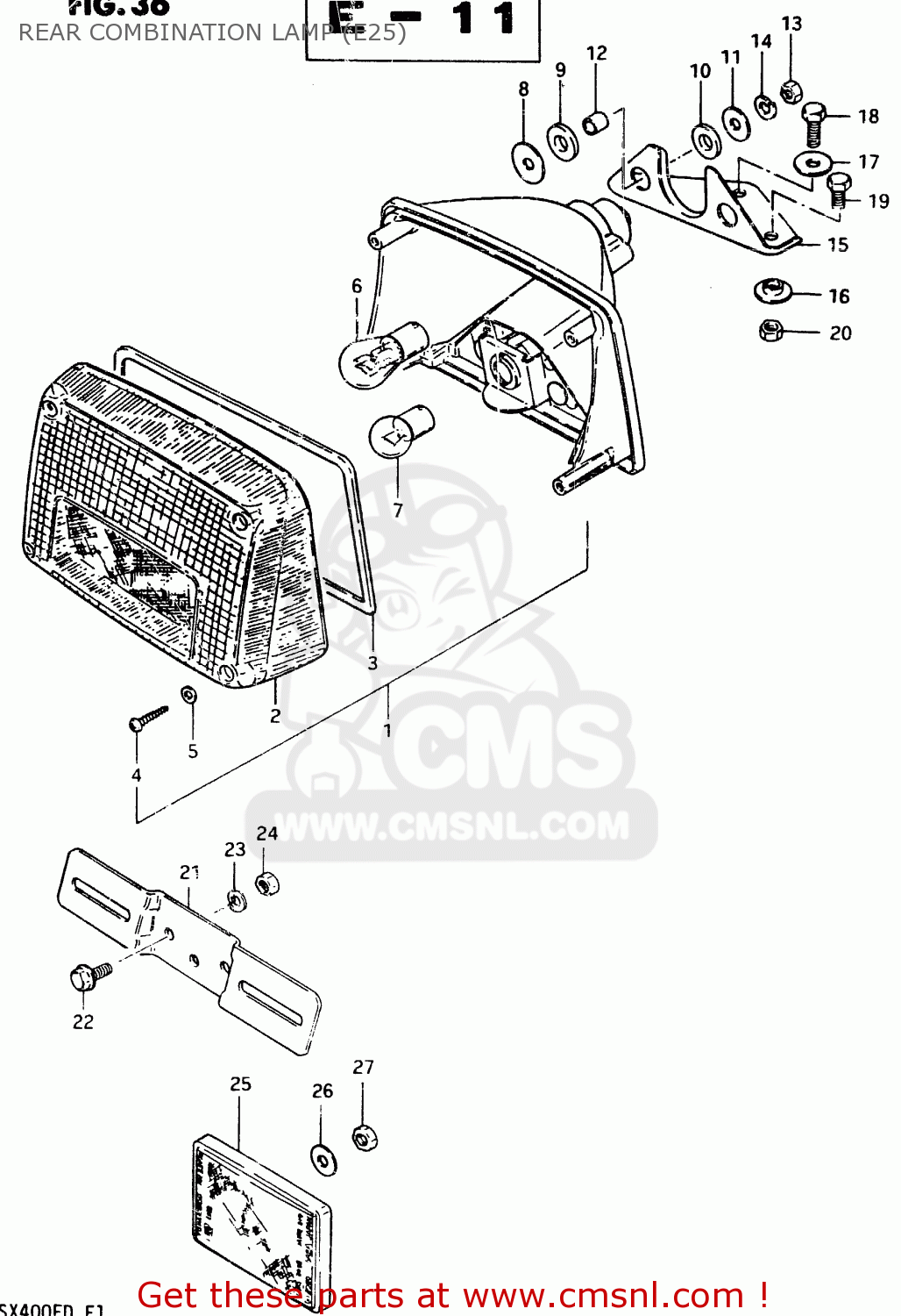 REAR COMBINATION LAMP (E25) GSX400F 1983 (D) (E01 E02 E04 E06 E16 E17 E21 E24 E25 E26 34 48)