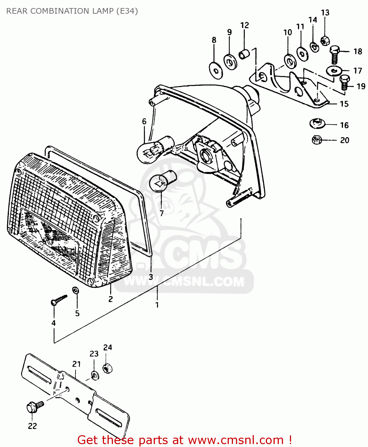 REAR COMBINATION LAMP (E34) GSX400F 1983 (D) (E01 E02 E04 E06 E16 E17 E21 E24 E25 E26 34 48)