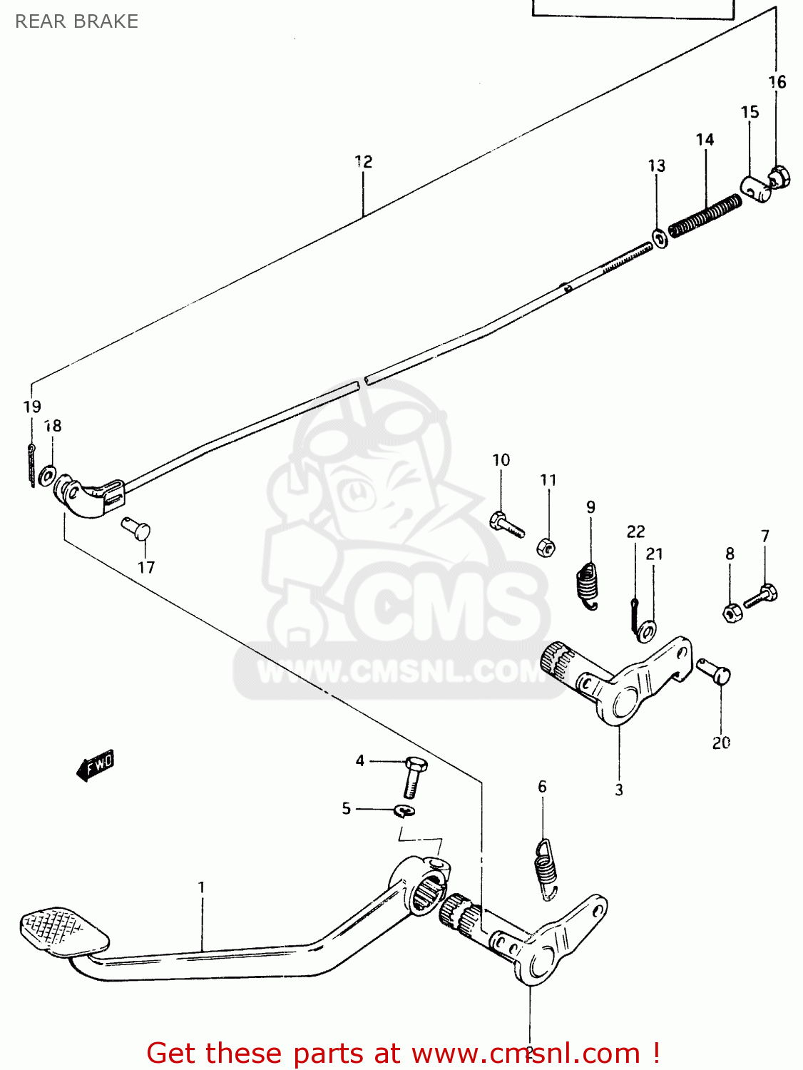 REAR BRAKE GSX400F 1983 (D) (E01 E02 E04 E06 E16 E17 E21 E24 E25 E26 34 48)