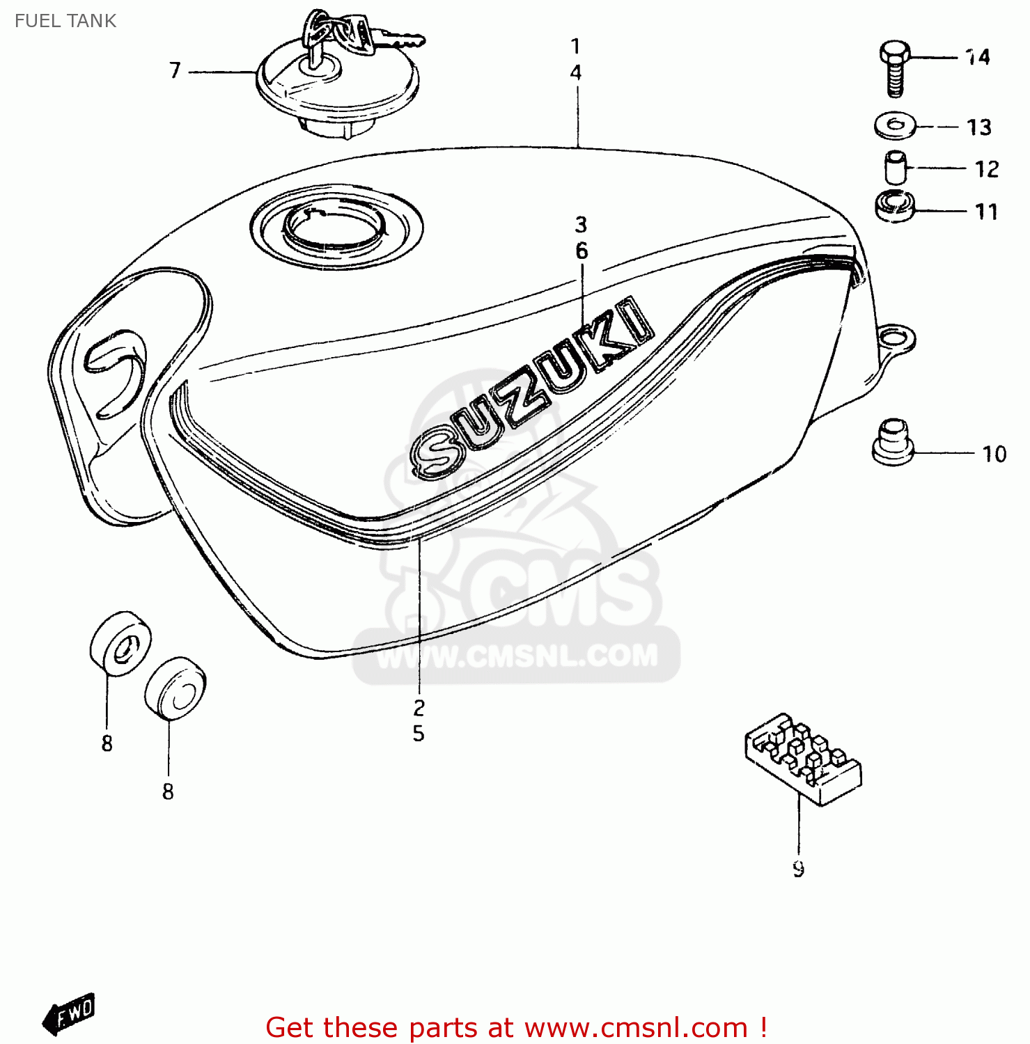 FUEL TANK GSX400F 1983 (D) (E01 E02 E04 E06 E16 E17 E21 E24 E25 E26 34 48)