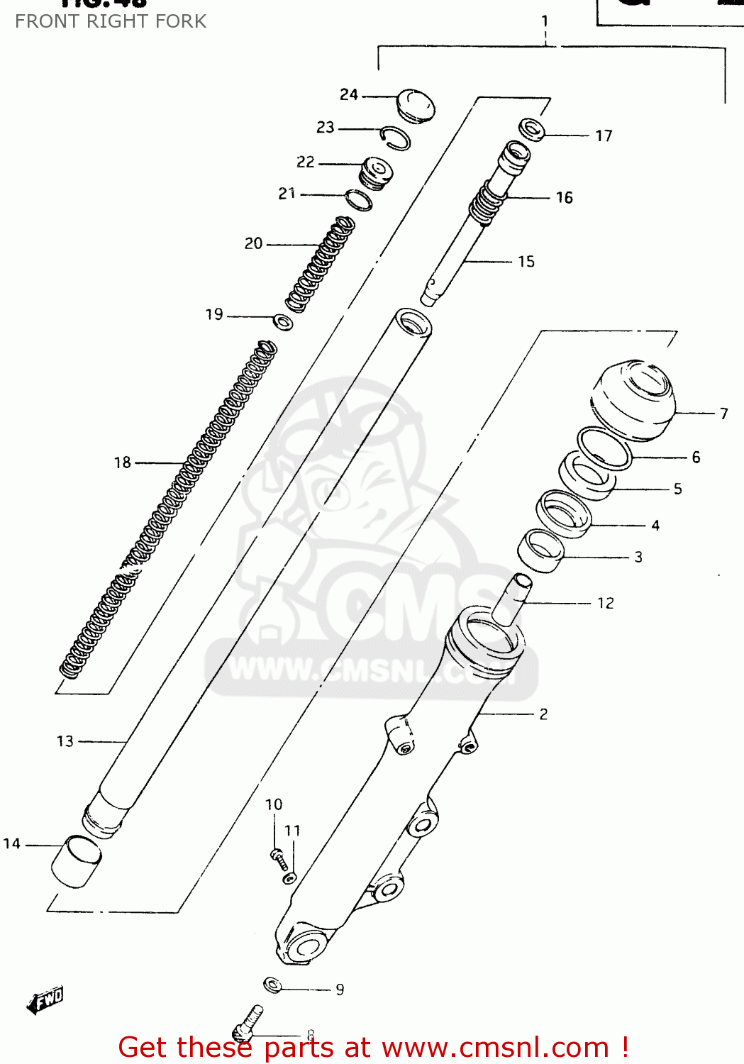 FRONT RIGHT FORK GSX400F 1983 (D) (E01 E02 E04 E06 E16 E17 E21 E24 E25 E26 34 48)