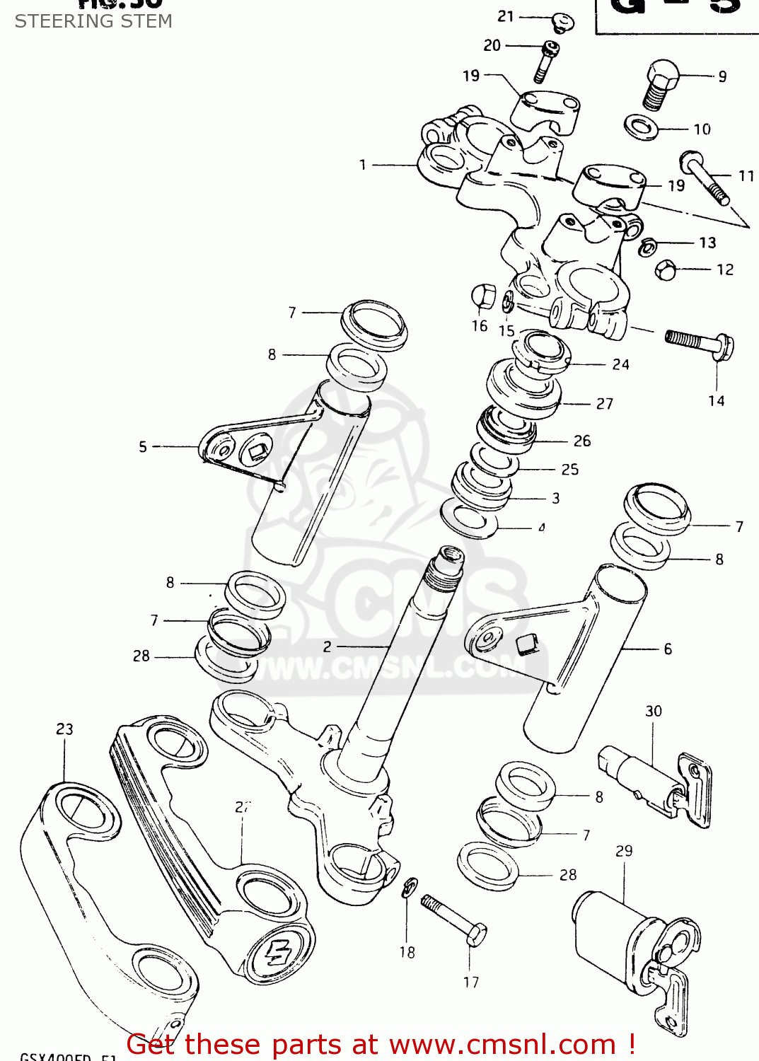 STEERING STEM GSX400F 1983 (D) (E01 E02 E04 E06 E16 E17 E21 E24 E25 E26 34 48)
