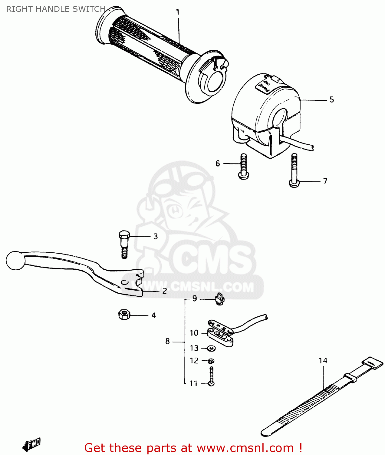 RIGHT HANDLE SWITCH GSX400F 1983 (D) (E01 E02 E04 E06 E16 E17 E21 E24 E25 E26 34 48)