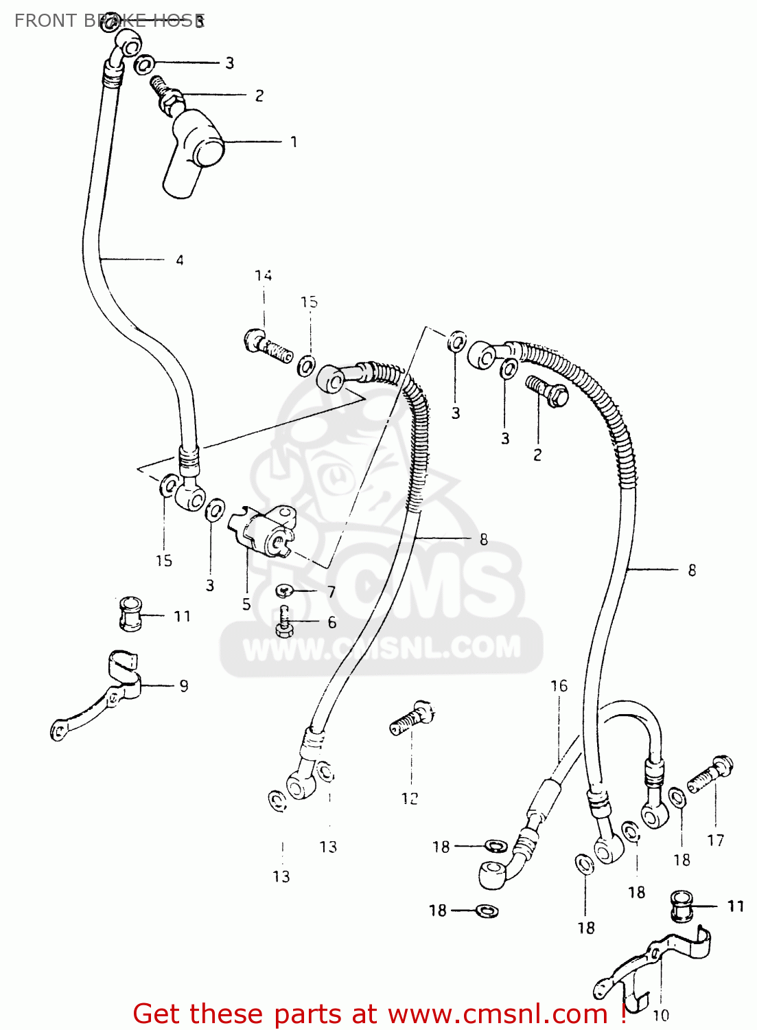 FRONT BRAKE HOSE GSX400F 1983 (D) (E01 E02 E04 E06 E16 E17 E21 E24 E25 E26 34 48)