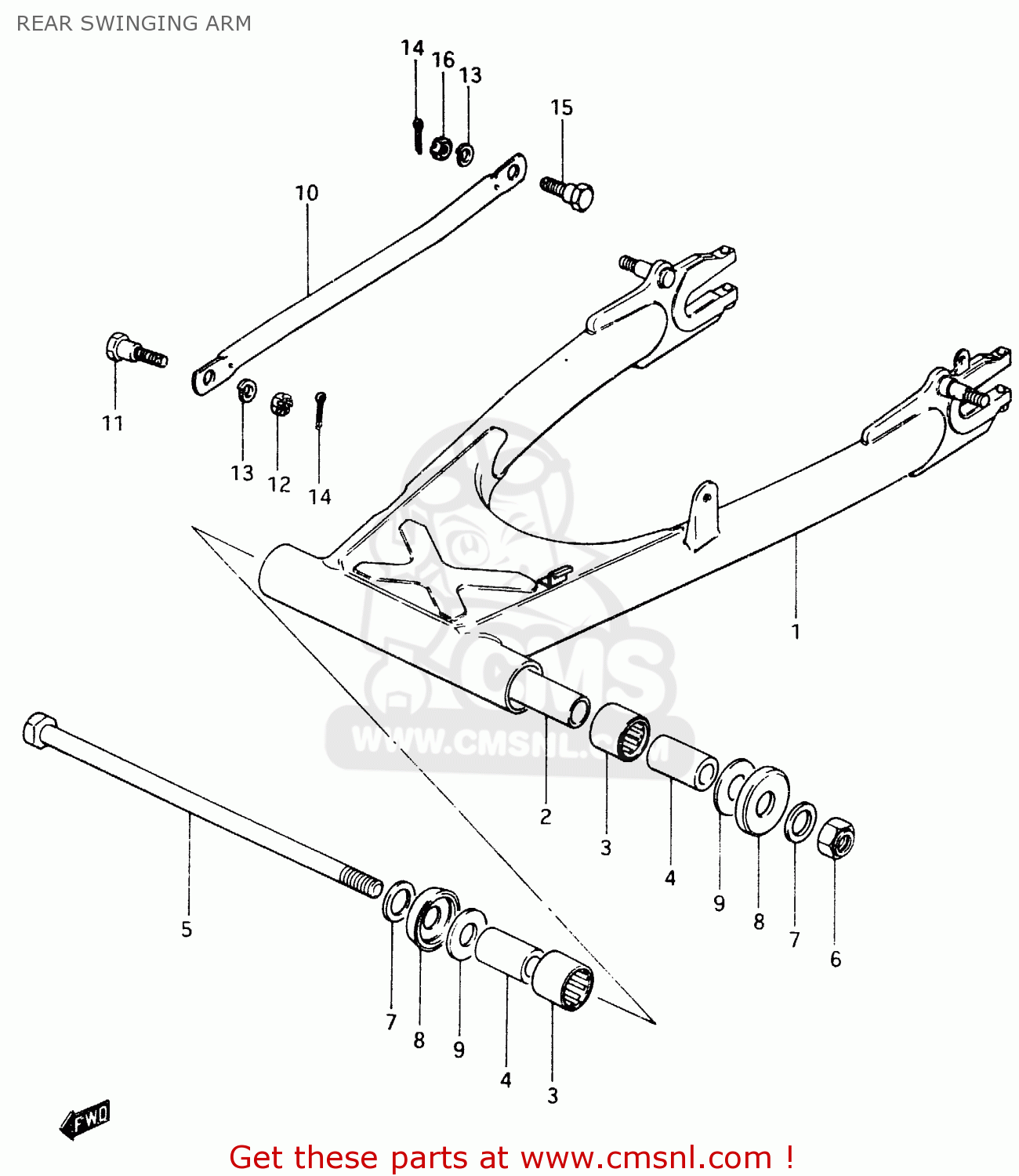 REAR SWINGING ARM GSX400F 1983 (D) (E01 E02 E04 E06 E16 E17 E21 E24 E25 E26 34 48)