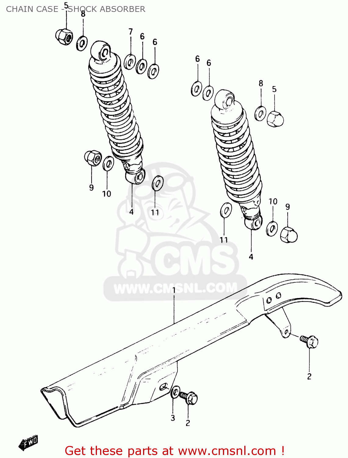 CHAIN CASE - SHOCK ABSORBER GSX400F 1983 (D) (E01 E02 E04 E06 E16 E17 E21 E24 E25 E26 34 48)