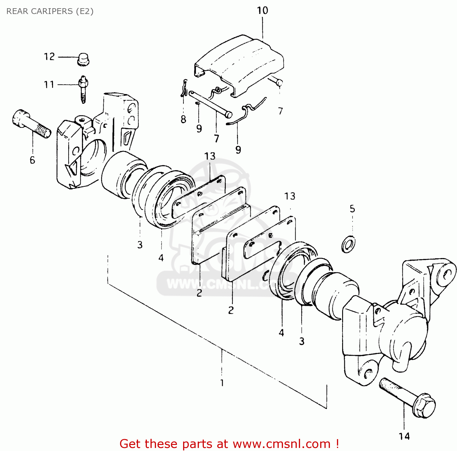 REAR CARIPERS (E2) GSX400F 1983 (D) (E01 E02 E04 E06 E16 E17 E21 E24 E25 E26 34 48)