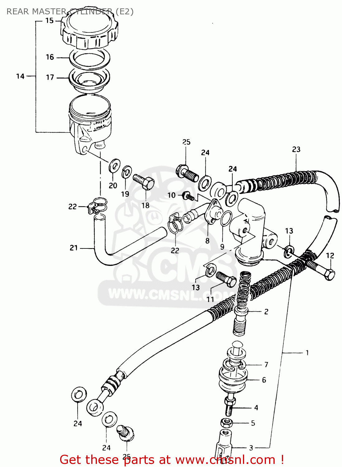 REAR MASTER CYLINDER (E2) GSX400F 1983 (D) (E01 E02 E04 E06 E16 E17 E21 E24 E25 E26 34 48)