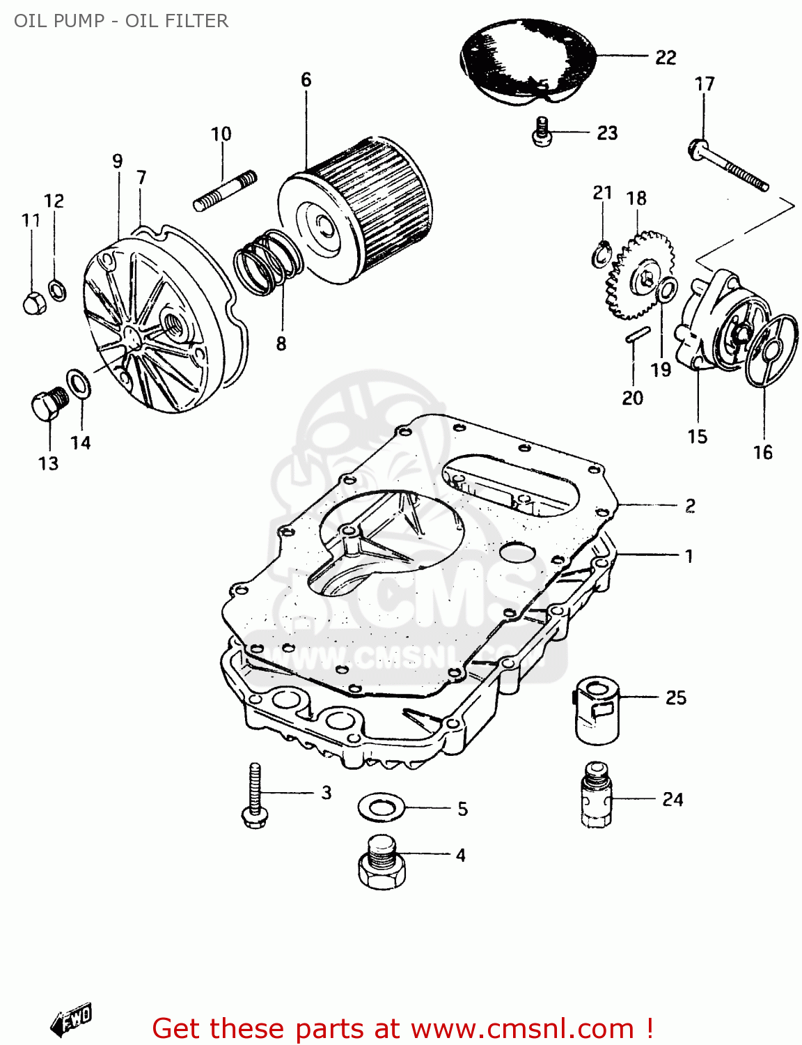OIL PUMP - OIL FILTER GSX400F 1983 (D) (E01 E02 E04 E06 E16 E17 E21 E24 E25 E26 34 48)