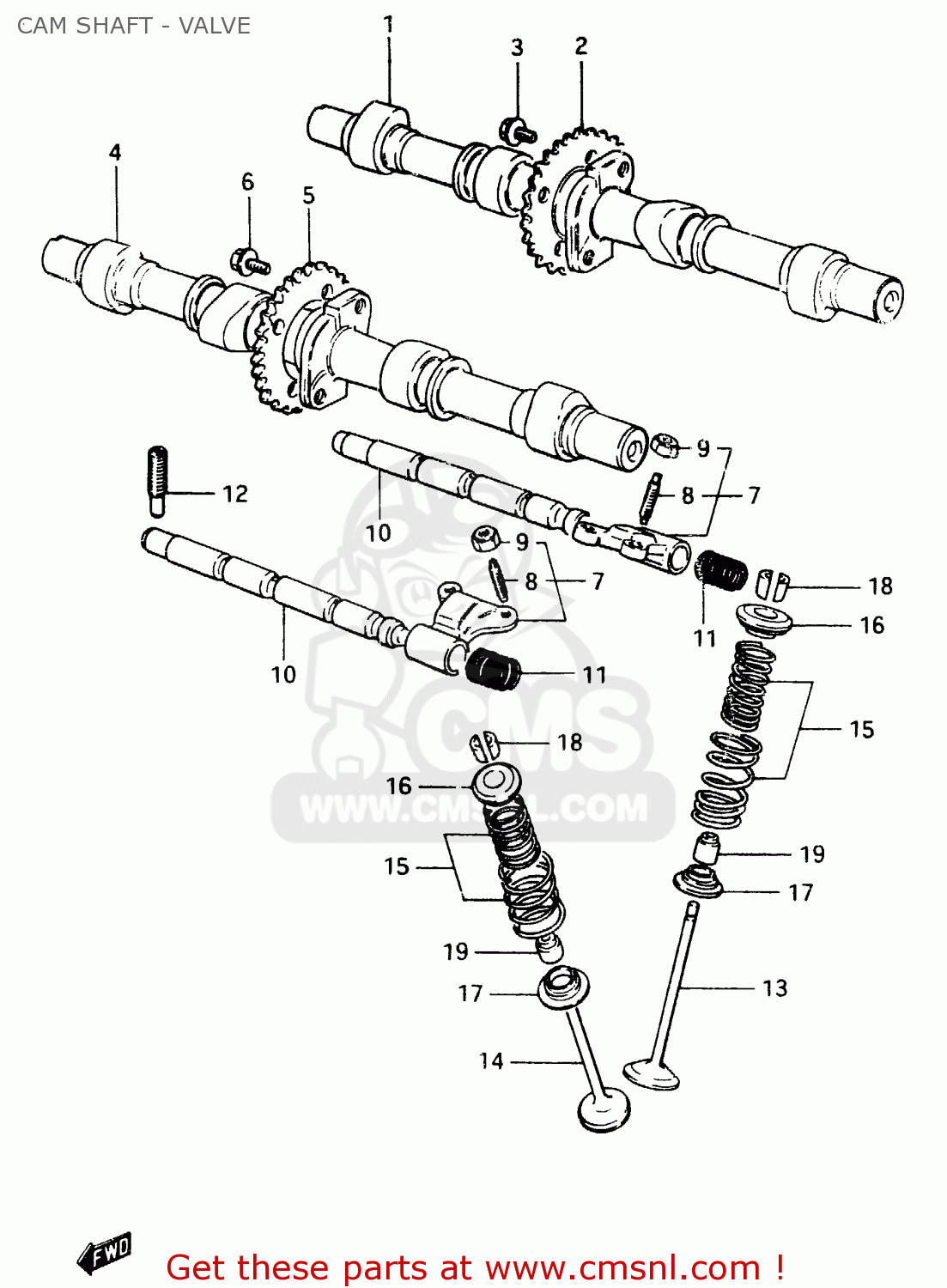 CAM SHAFT - VALVE GSX400F 1983 (D) (E01 E02 E04 E06 E16 E17 E21 E24 E25 E26 34 48)