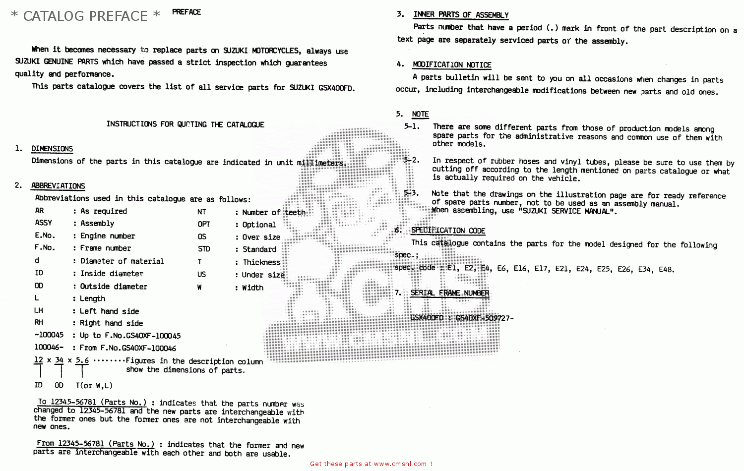 * CATALOG PREFACE * GSX400F 1983 (D) (E01 E02 E04 E06 E16 E17 E21 E24 E25 E26 34 48)