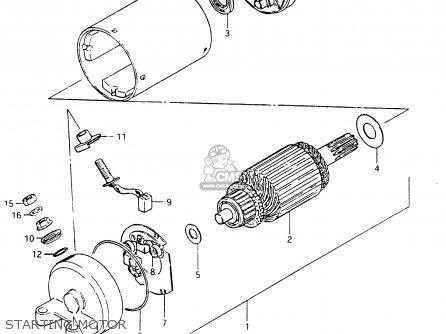 STARTING MOTOR - GSX400F 1983 (D) (E01 E02 E04 E06 E16 E17 E21 E24 E25 E26 34 48)