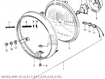 HEADLAMP (E16,E17,E21,E25,E26,E34) - GSX400F 1983 (D) (E01 E02 E04 E06 E16 E17 E21 E24 E25 E26 34 48)