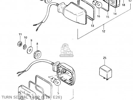 TURN SIGNAL LAMP (E16, E26) - GSX400F 1983 (D) (E01 E02 E04 E06 E16 E17 E21 E24 E25 E26 34 48)