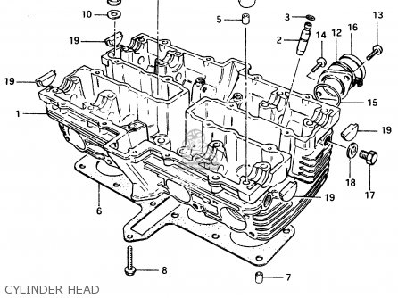 CYLINDER HEAD - GSX400F 1983 (D) (E01 E02 E04 E06 E16 E17 E21 E24 E25 E26 34 48)