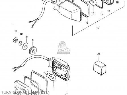 TURN SIGNAL LAMP (E21) - GSX400F 1983 (D) (E01 E02 E04 E06 E16 E17 E21 E24 E25 E26 34 48)
