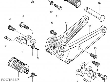 FOOTREST - GSX400F 1983 (D) (E01 E02 E04 E06 E16 E17 E21 E24 E25 E26 34 48)