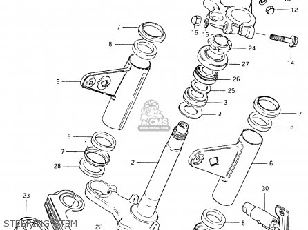 STEERING STEM - GSX400F 1983 (D) (E01 E02 E04 E06 E16 E17 E21 E24 E25 E26 34 48)