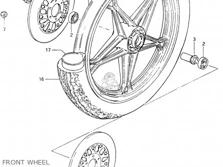 FRONT WHEEL - GSX400F 1983 (D) (E01 E02 E04 E06 E16 E17 E21 E24 E25 E26 34 48)