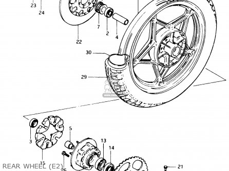 REAR WHEEL (E2) - GSX400F 1983 (D) (E01 E02 E04 E06 E16 E17 E21 E24 E25 E26 34 48)