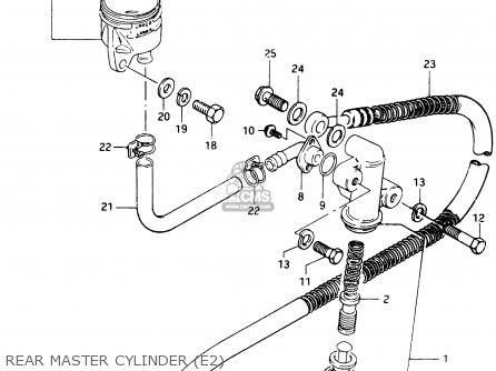 REAR MASTER CYLINDER (E2) - GSX400F 1983 (D) (E01 E02 E04 E06 E16 E17 E21 E24 E25 E26 34 48)