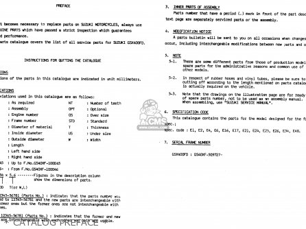 * CATALOG PREFACE * - GSX400F 1983 (D) (E01 E02 E04 E06 E16 E17 E21 E24 E25 E26 34 48)