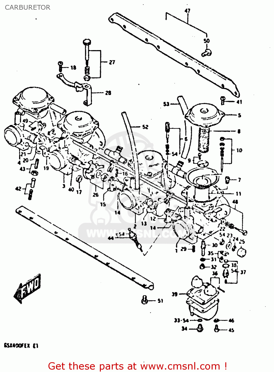 CARBURETOR GSX400FE 1981 (X) (E01 02 04 06 15 16 17 18 21 22 24 25 26 34 39