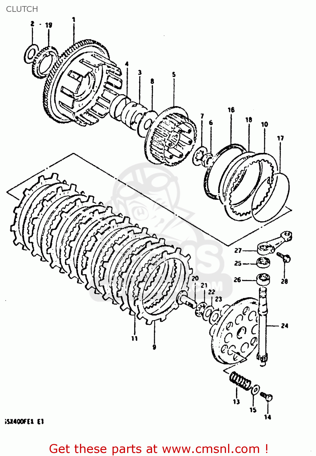 CLUTCH GSX400FE 1981 (X) (E01 02 04 06 15 16 17 18 21 22 24 25 26 34 39