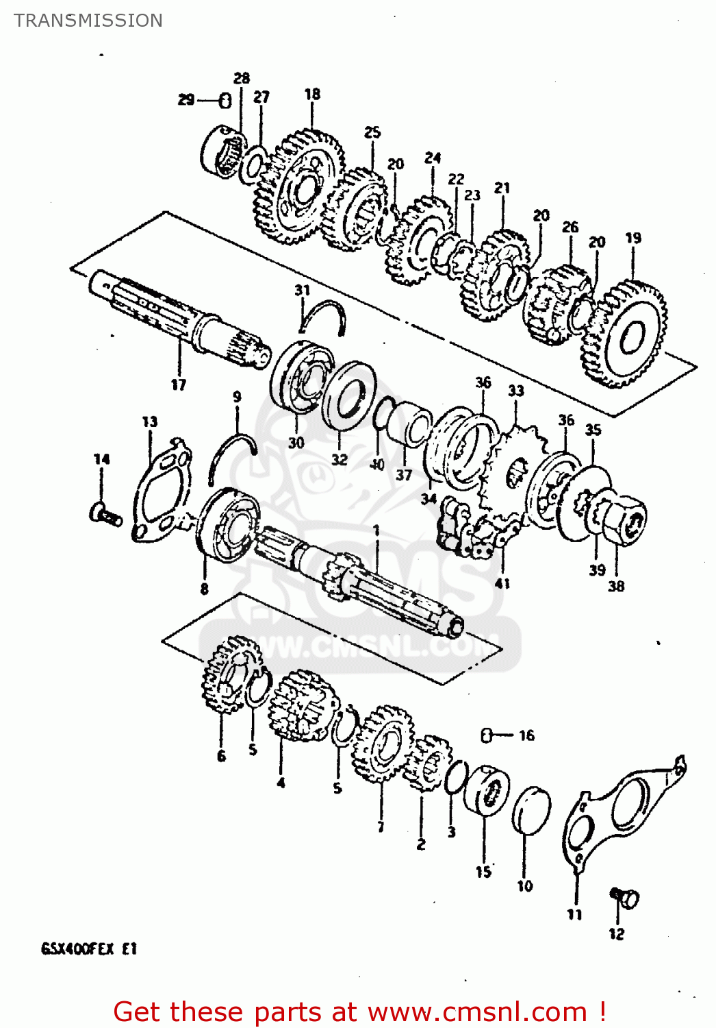 TRANSMISSION GSX400FE 1981 (X) (E01 02 04 06 15 16 17 18 21 22 24 25 26 34 39