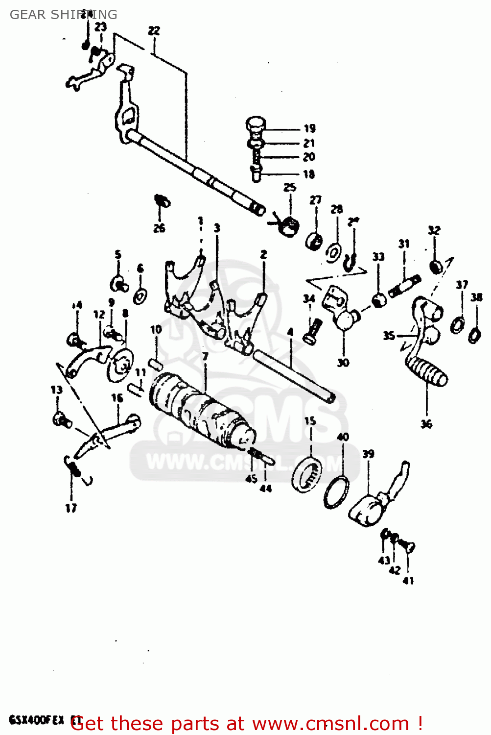 GEAR SHIFTING GSX400FE 1981 (X) (E01 02 04 06 15 16 17 18 21 22 24 25 26 34 39