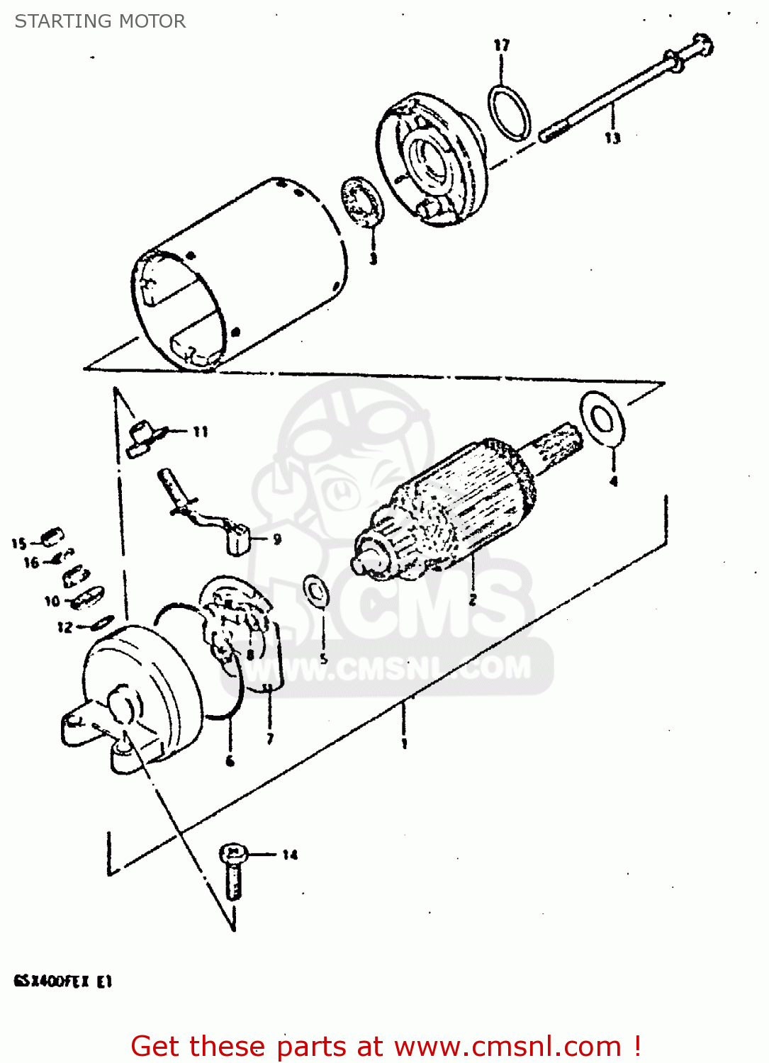 STARTING MOTOR GSX400FE 1981 (X) (E01 02 04 06 15 16 17 18 21 22 24 25 26 34 39