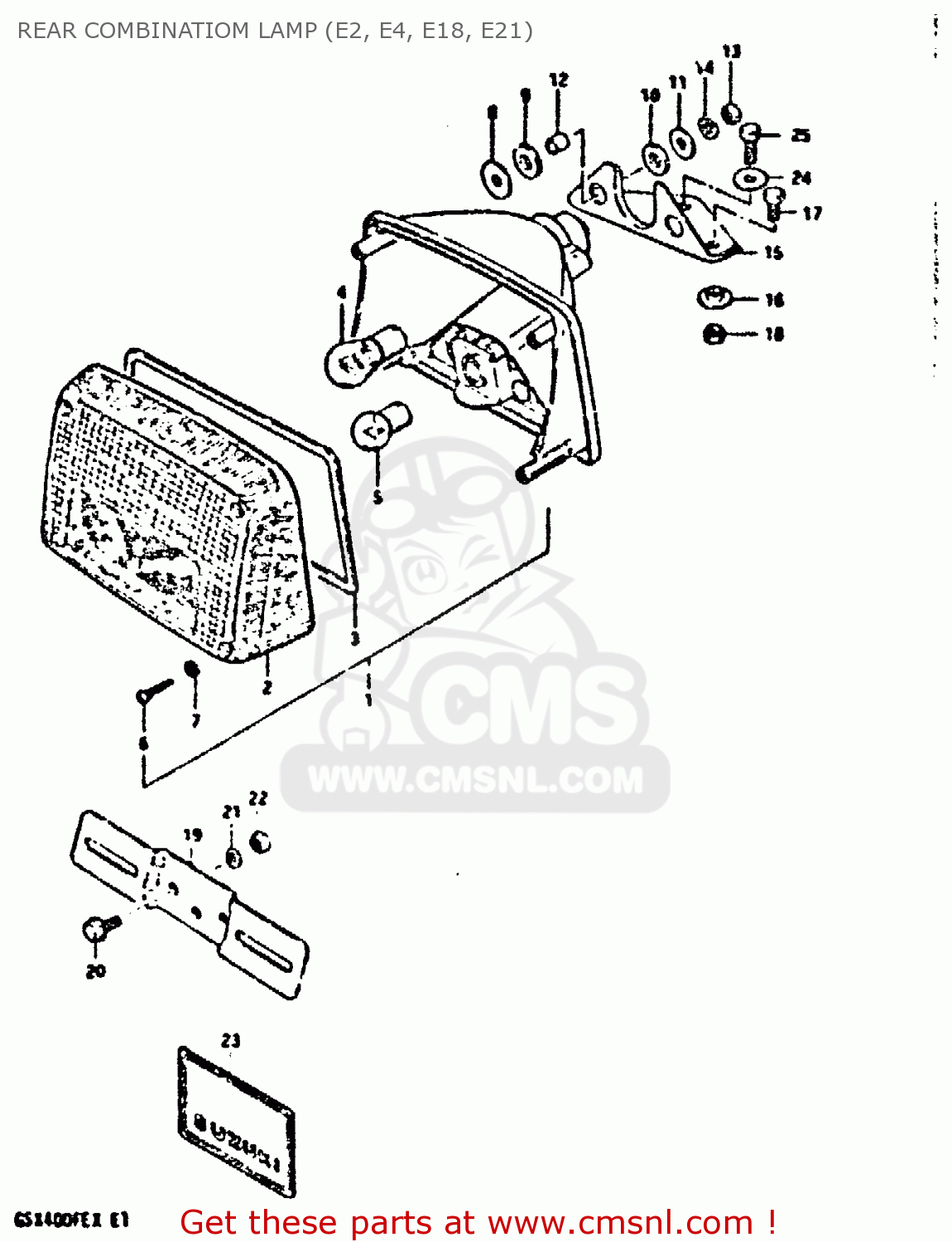 REAR COMBINATIOM LAMP (E2, E4, E18, E21) GSX400FE 1981 (X) (E01 02 04 06 15 16 17 18 21 22 24 25 26 34 39