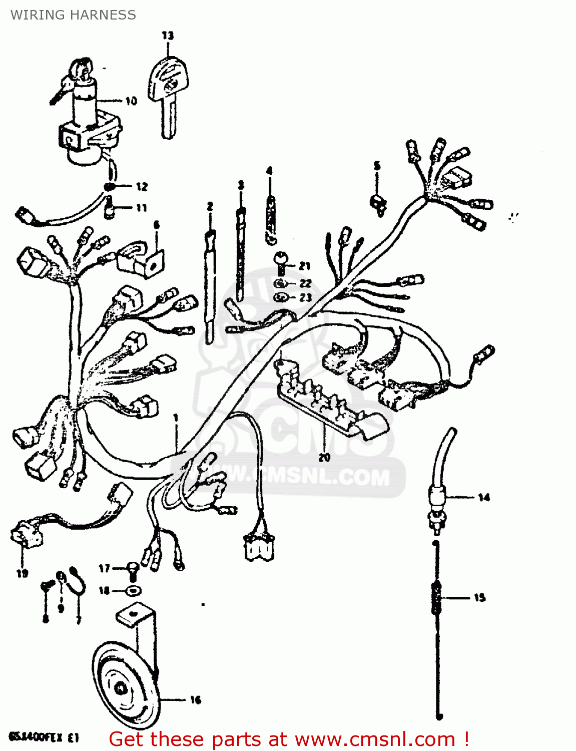WIRING HARNESS GSX400FE 1981 (X) (E01 02 04 06 15 16 17 18 21 22 24 25 26 34 39