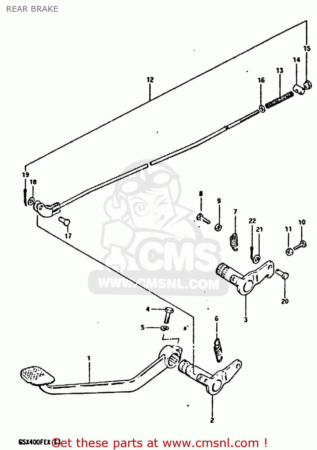 REAR BRAKE GSX400FE 1981 (X) (E01 02 04 06 15 16 17 18 21 22 24 25 26 34 39
