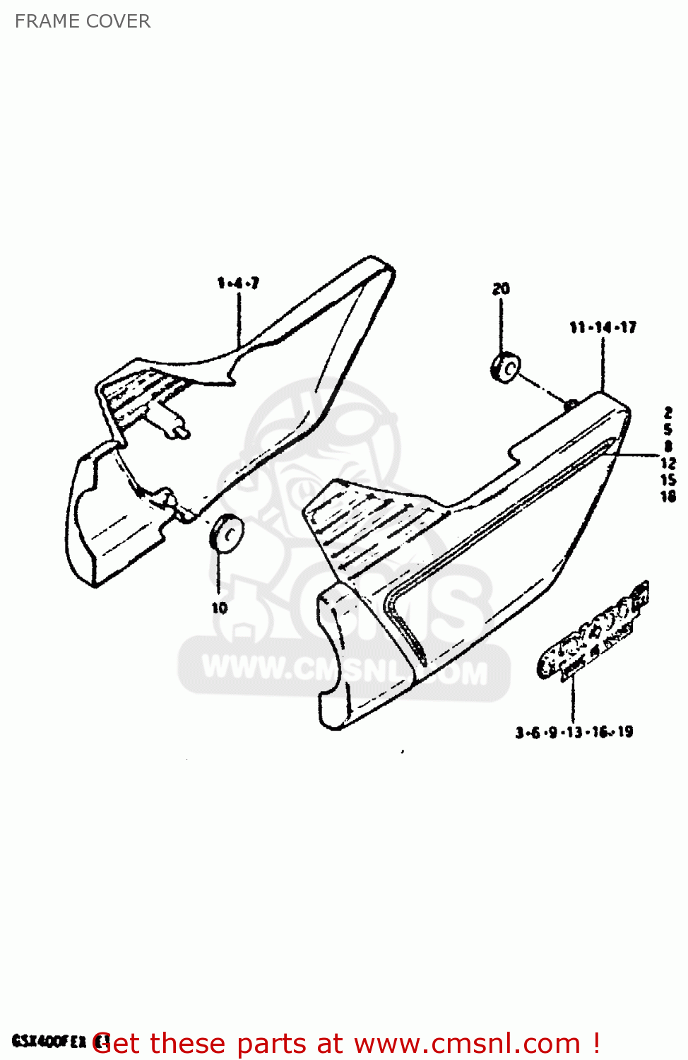 FRAME COVER GSX400FE 1981 (X) (E01 02 04 06 15 16 17 18 21 22 24 25 26 34 39