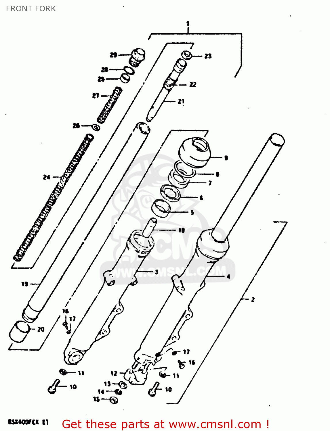 FRONT FORK GSX400FE 1981 (X) (E01 02 04 06 15 16 17 18 21 22 24 25 26 34 39