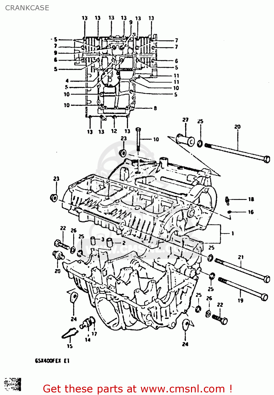 CRANKCASE GSX400FE 1981 (X) (E01 02 04 06 15 16 17 18 21 22 24 25 26 34 39