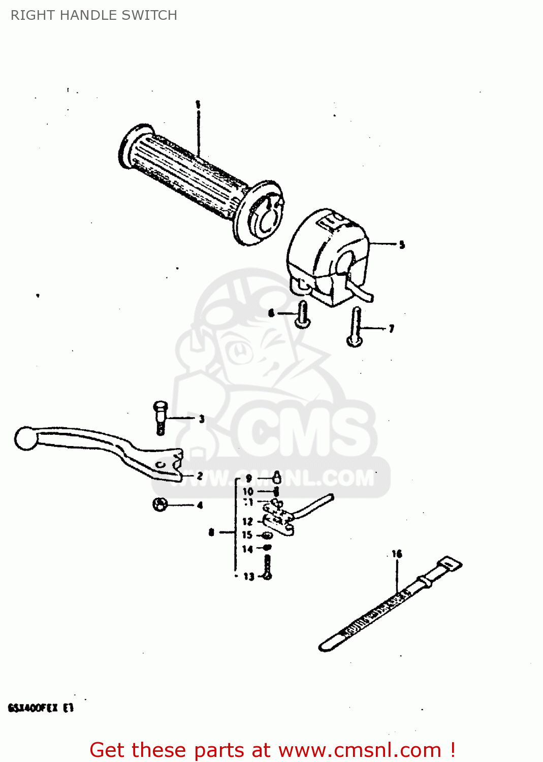 RIGHT HANDLE SWITCH GSX400FE 1981 (X) (E01 02 04 06 15 16 17 18 21 22 24 25 26 34 39