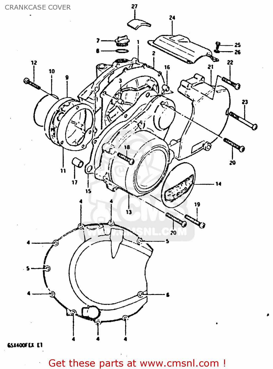 CRANKCASE COVER GSX400FE 1981 (X) (E01 02 04 06 15 16 17 18 21 22 24 25 26 34 39