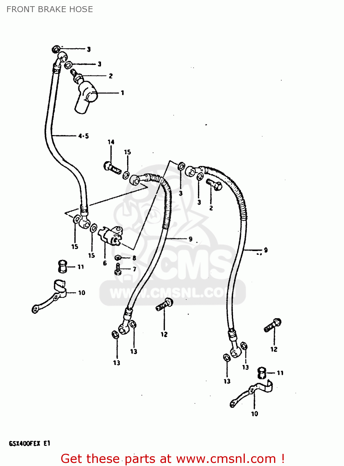 FRONT BRAKE HOSE GSX400FE 1981 (X) (E01 02 04 06 15 16 17 18 21 22 24 25 26 34 39