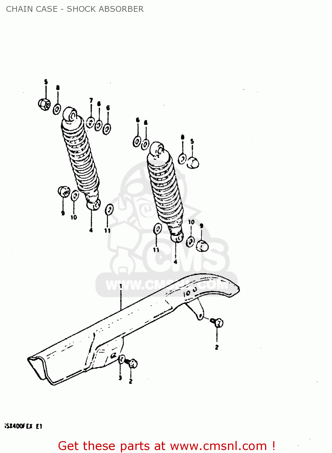 CHAIN CASE - SHOCK ABSORBER GSX400FE 1981 (X) (E01 02 04 06 15 16 17 18 21 22 24 25 26 34 39